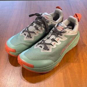 Altra Wild 3+ sample Green Trail Shoes with Orange Accents